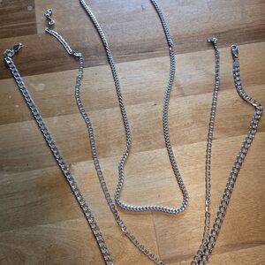 Sterling Silver Tone Men's Chain Necklace - Silver